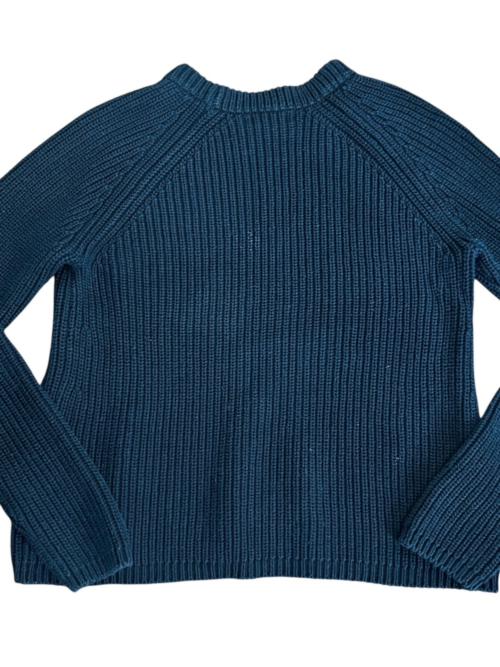 Quince Fisherman Knit Sweater Small Navy Organic Cotton Ribbed Crewneck Coastal - Picture 10 of 10
